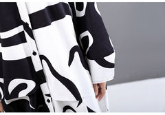 Loose Abstract Printed Lapel Shirt Dress