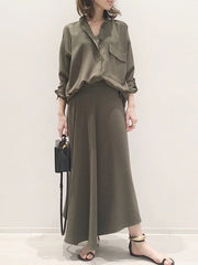 Casual Suit Loose Collar Collar Shirt With Skirt