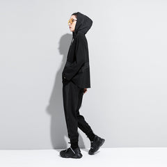 Women Patchwork Hooded Loose Long Sleeve Sweatshirt