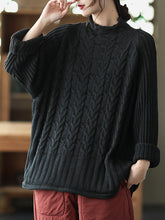 Casual Loose Solid Raglan Sleeve Sweater