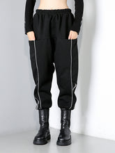 Women Stitching Pocket Loose Casual Pants