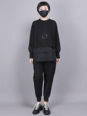 Black Loose Casual Elastic Waist Pocket Pants