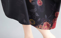 Round Neck Print Stitching Loose Casual Dress