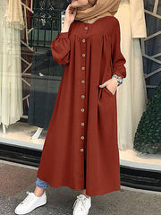 Casual Stand Collar Long Sleeve Dress