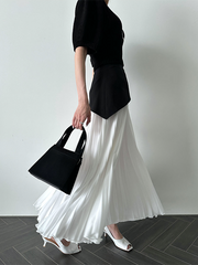 Contrast Color Pleated Split-Joint A-Line Roomy Skirts Bottoms