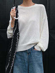 Simple Solid Color Crewneck Sweater