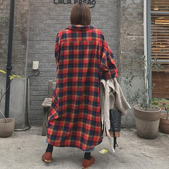 Plaid Long Sleeve Shirt Dress