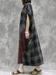 Original Split-Joint Batwing Sleeve Round-Neck Dress