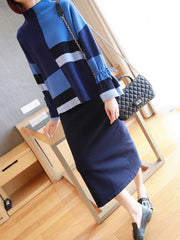 Casual Knitting High--Neck Suits