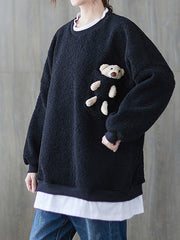 Women Thickened Color Block Round Neck Sweater