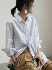 Casual Simple Cotton White Shirt