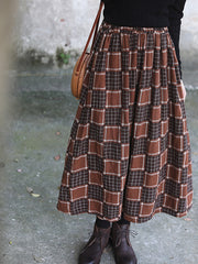 Checkered Casual All-Match A-Line Skirt