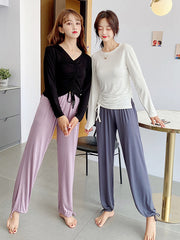 Comfortable Drawstring Elasticity Solid Pants