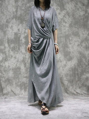 Original Solid Irregularity Pleats Dress