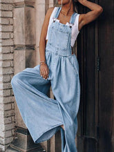 Loose Casual Denim Solid Jumpsuit