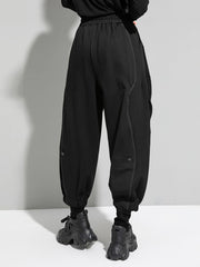 Loose Tight Waist Stitching Drawstring Casual Pants