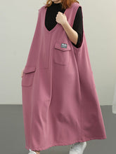 Loose Solid Color V Neck Sleeveless Maxi Dress