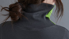 Women Plus Cashmere Print High Neck Casual Sweatshirt