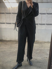 Simple Casual Irregular Lace-Up Jumpsuit