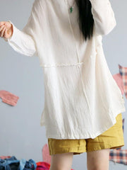 Vintage Round-Neck Batwing Sleeve Tops