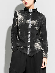 Women Tie Dye Slimming Irregular Bottoming Shirt