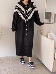 Casual Lace Embellished Hoodie Dress