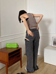 Loose High-Waisted Denim Pants