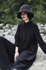 Women Retro Stand Collar Dress