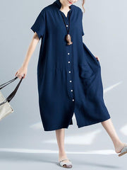 Loose Pure color Comfortable Long Shirt Dress