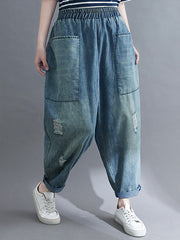 Women Loose Casual Harem Denim Casual Pants