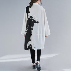 Women Large Size Long Sleeves Printed Blouse Dress