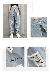 High Waist Solid Color Jeans Pants