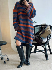 Vintage Striped Big Sweater Dress