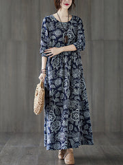 Original Floral Round-Neck Dress