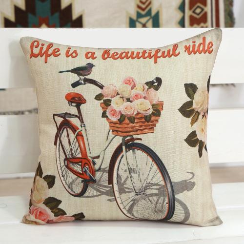 Bicycle Pattern Square Pillow Case