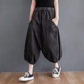 Solid Color Loose Elastic Waistband Pants