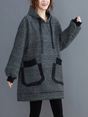 Women Loose Hooded Plus Velvet Padded Dress