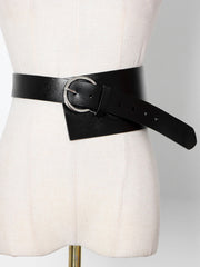 Women Versatile Solid Color Ring Wide Belt