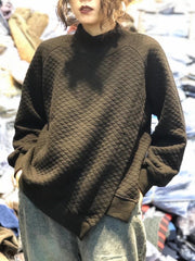 Women High Neck Pullover Loose Casual Sweatshirt