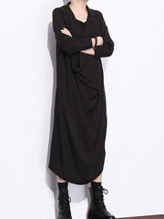 Solid Cropped Goth Designed Midi Dress