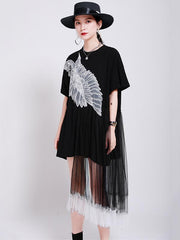 Fashion Split-Joint Printed Gauze Dress