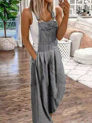 Urban Mid-Waisted Denim Wide Leg Jumpsuit