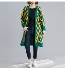 Women V-Neck Printed Long-Sleeved Loose Sweater