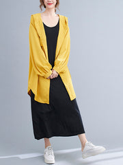 Women Solid Hooded Loose Casual Jacket