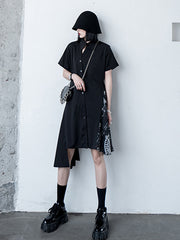 Original Irregularity Split-Joint Printed Dress