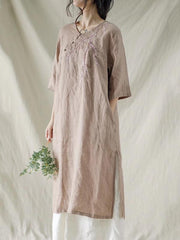 Casual Split-side Button Dress