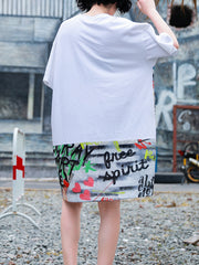 Retro Letter Print Loose Casual T-Shirt