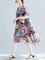 Super Loose Chiffon Big Hem Colorful Dress