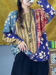 Loose Plus Size Printed Ethnic Knit Sweater