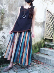 Colorful Striped Ramie Cotton Skirts